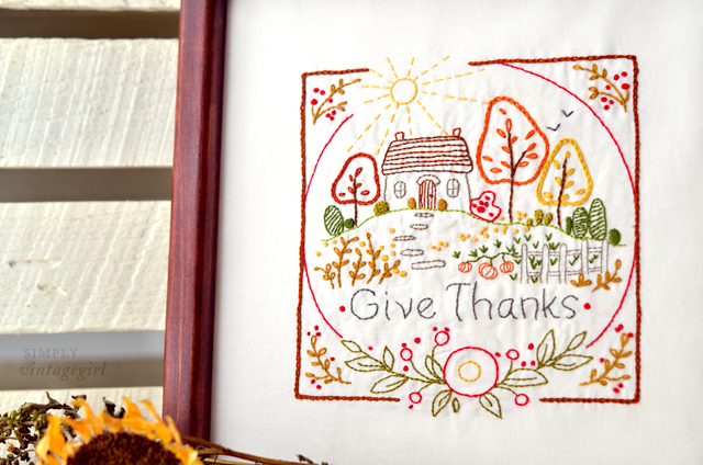 Give Thanks Embroidery Pattern and Kit by Clementine Patterns